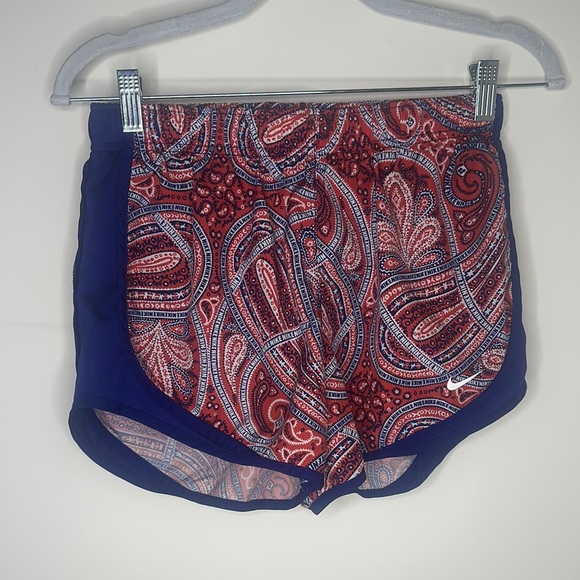 Nike Dri Fit Women's Paisley Print Shorts - Blue and Red size S EUC - Picture 1 of 3